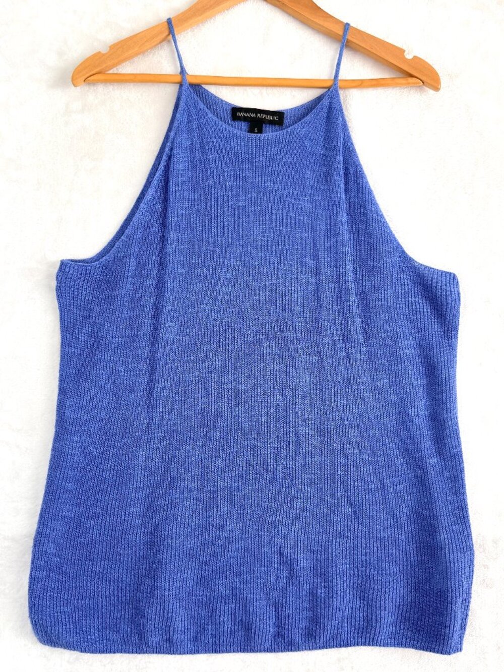 Banana Republic Crochet Linen Blend Halter Sweater Tank Top Womens S Blue Beach